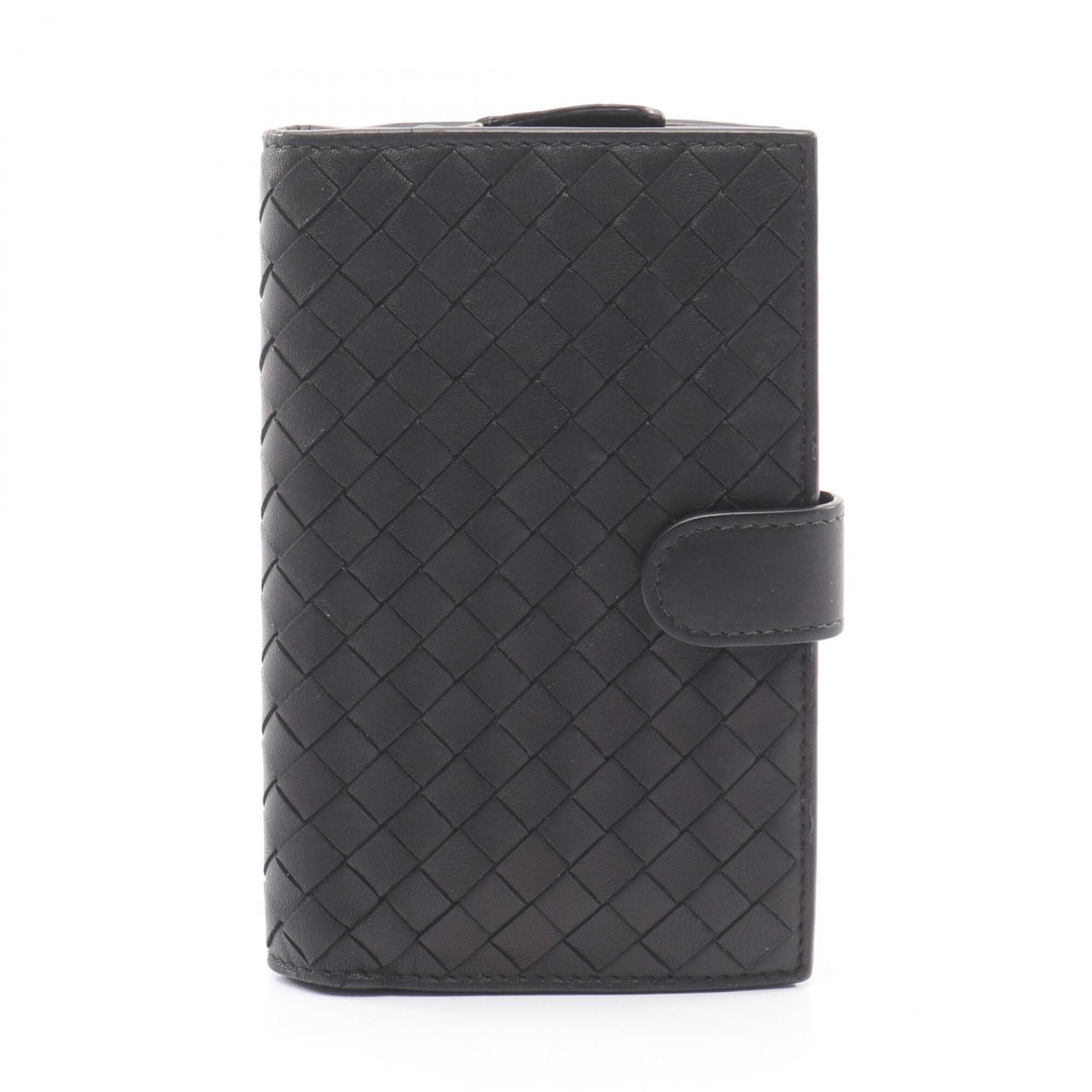 Bottega Veneta Intrecciato Bi-Fold Wallet, Leather, Women's, Black
